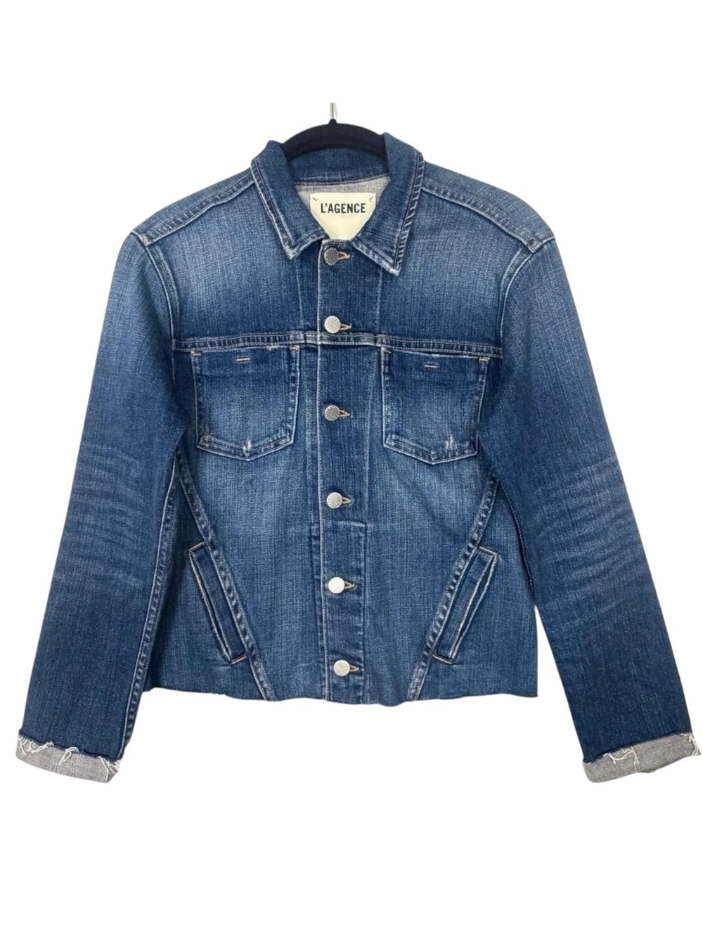 L'AGENCE Janelle Slim-Fit Raw Denim Jacket Size S Authentique EUC